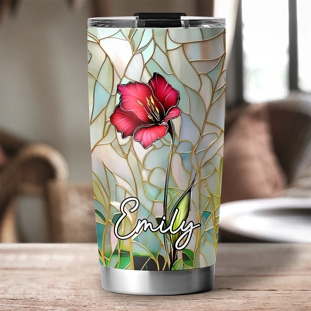 Floral Stained - Personalized Custom Tumbler - Image 5