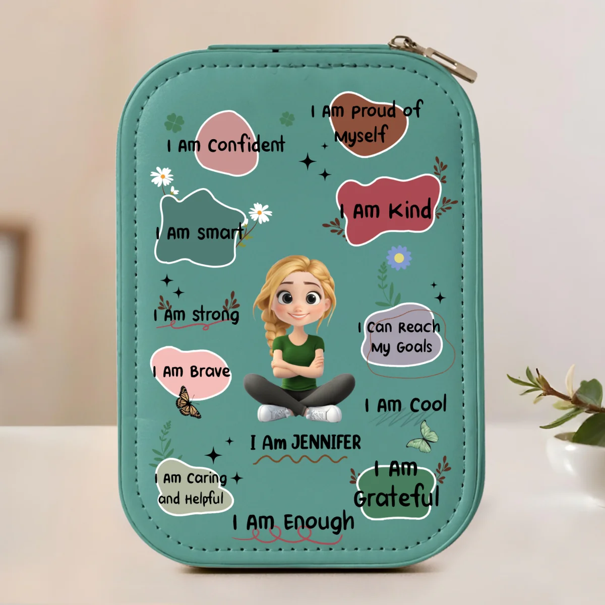Flower Affirmation - Personalized Custom Jewelry Box With LED Mirror - Image 7