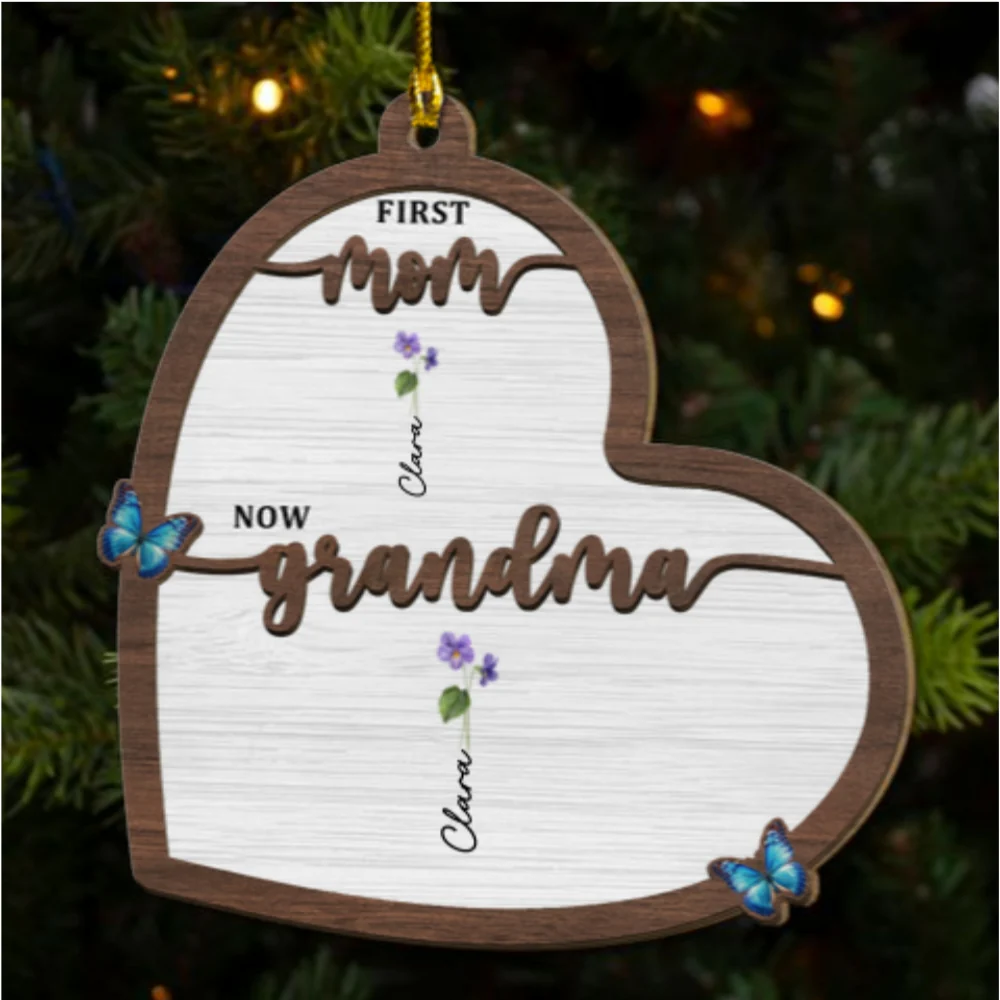 Flower Birth Month Garden Grandma - Personalized Custom 2-layered Wood Ornament - Image 6