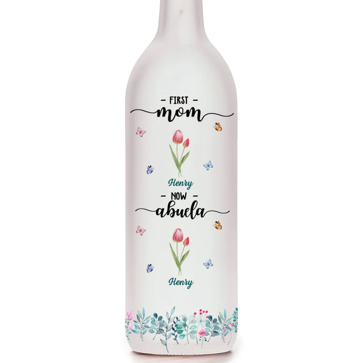 Flower Birth Month Garden Grandma - Personalized Custom Bottle Lamp - Image 7