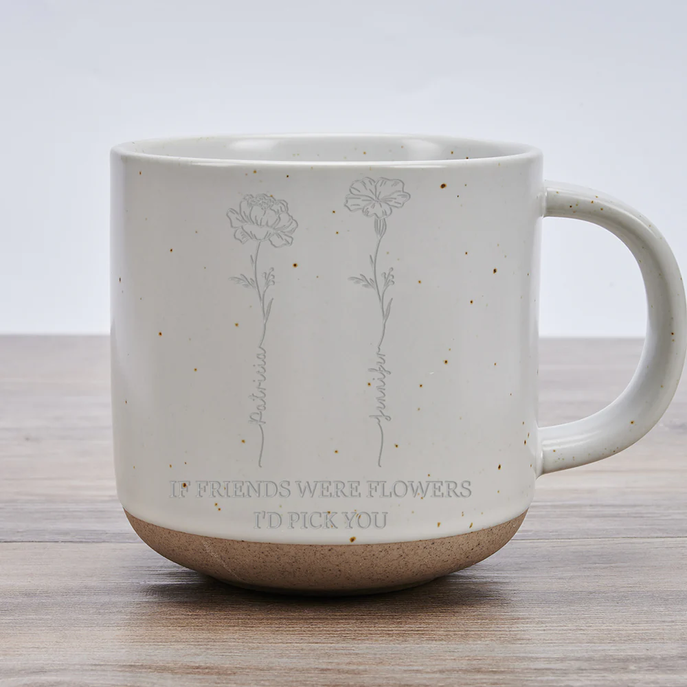 Flower Friends - Personalized Custom Engraved Pottery Mug