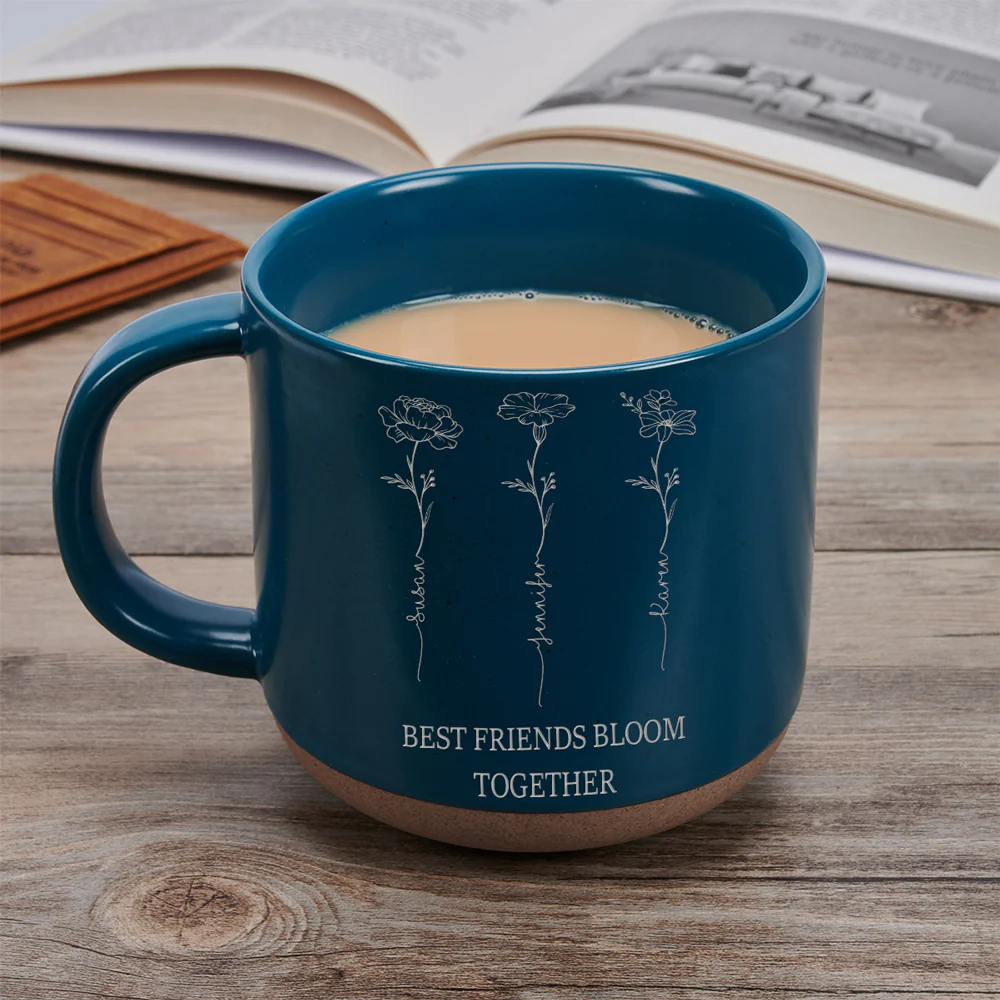 Flower Friends - Personalized Custom Engraved Pottery Mug - Image 2