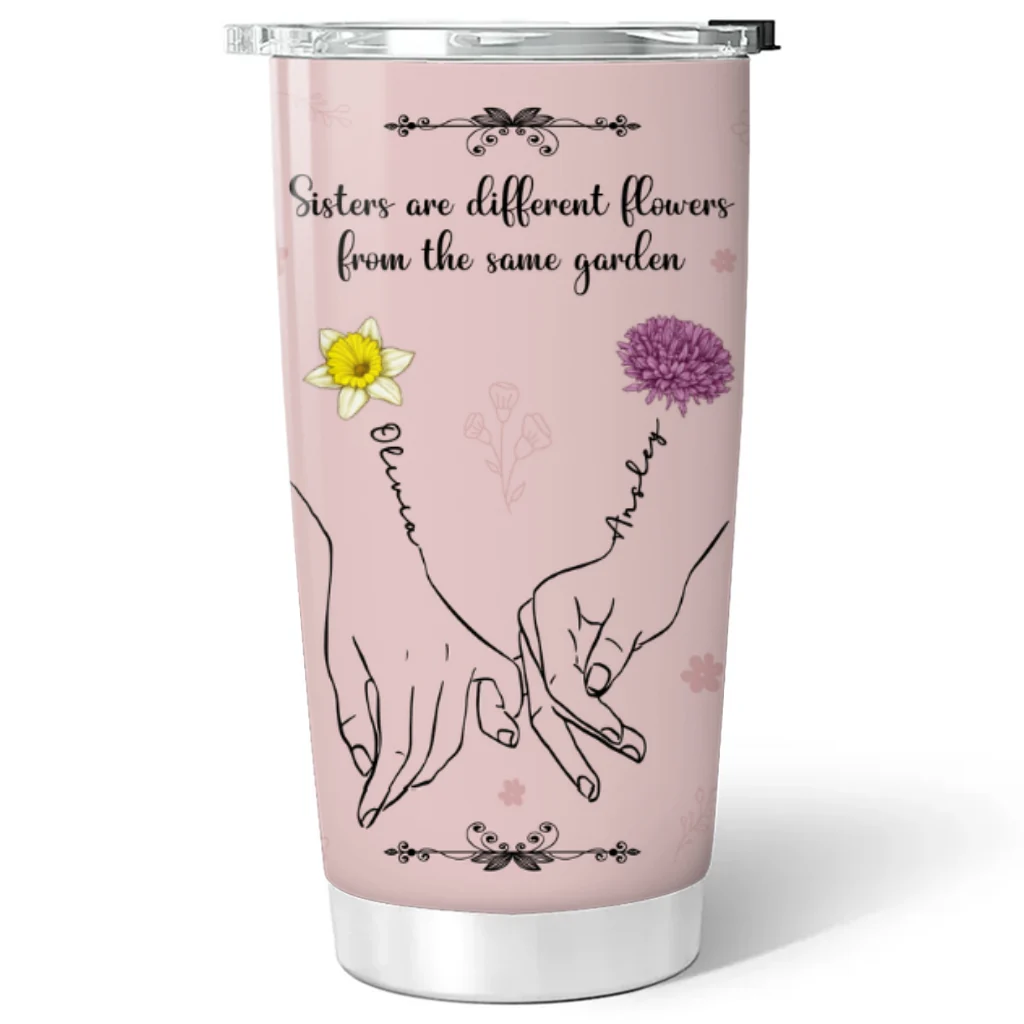 Flower Hands In Hands - Personalized Custom Tumbler - Image 5