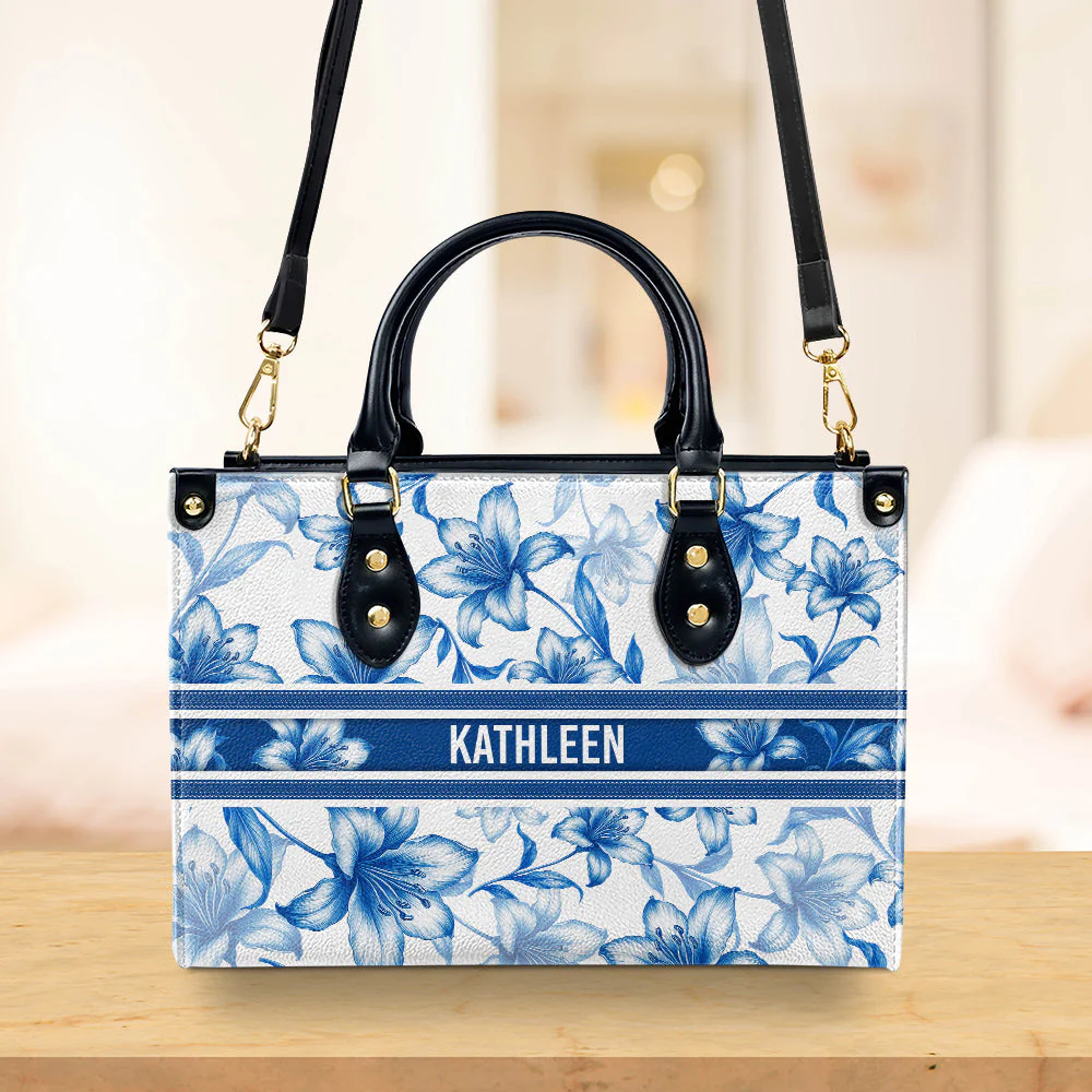Flower Of Month - Personalized Custom Leather Bag - Image 2