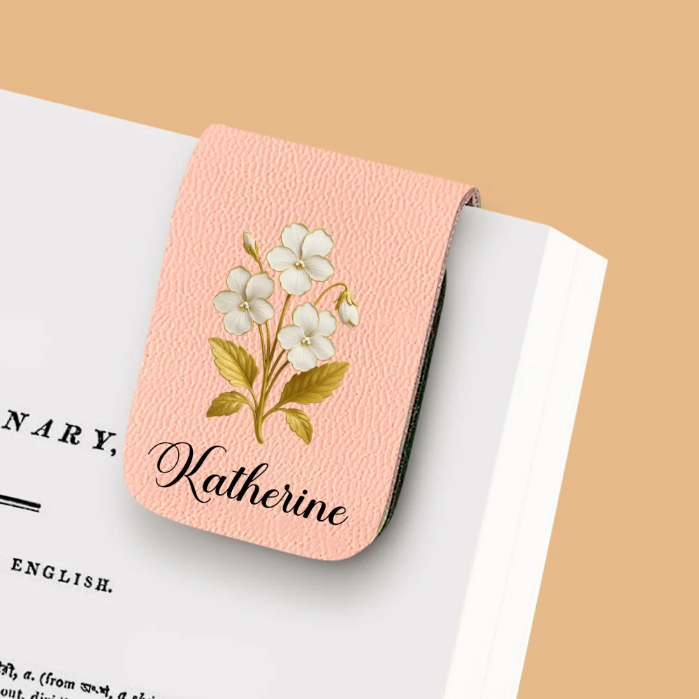 Flower Of The Month - Personalized Custom Leather Bookmark - Image 10