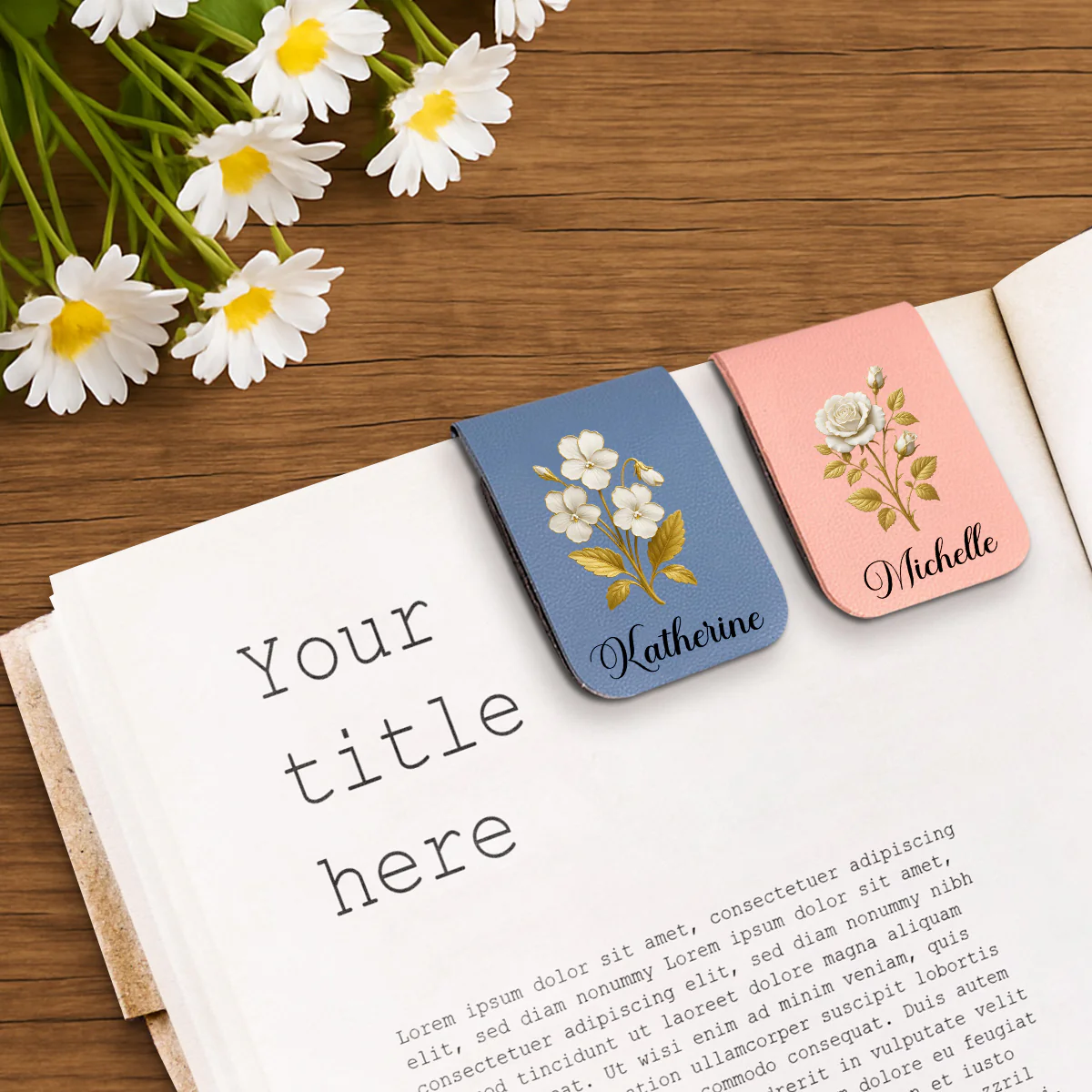 Flower Of The Month - Personalized Custom Leather Bookmark - Image 4