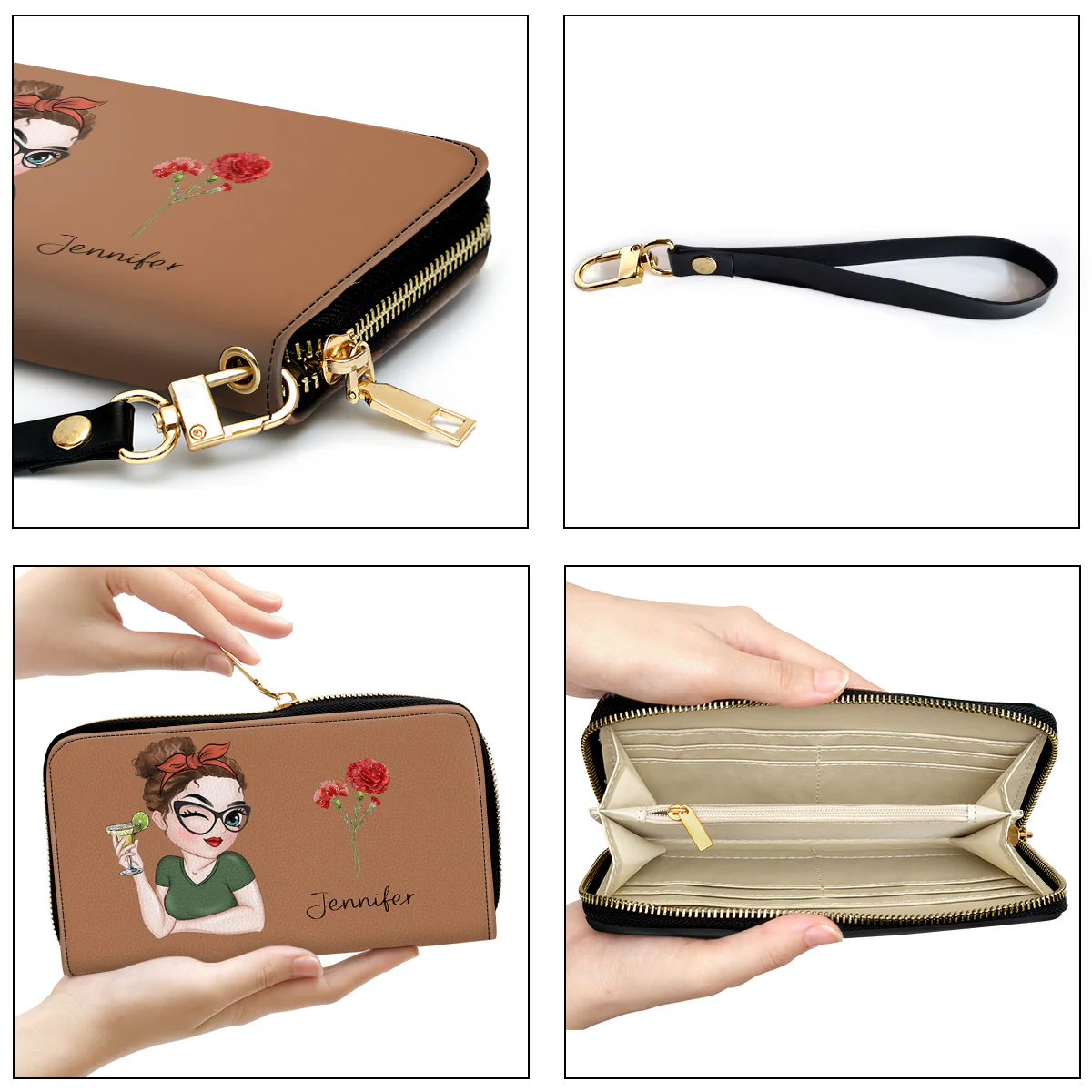 Flower Power -  Personalized Custom Leather Wallet - Image 5