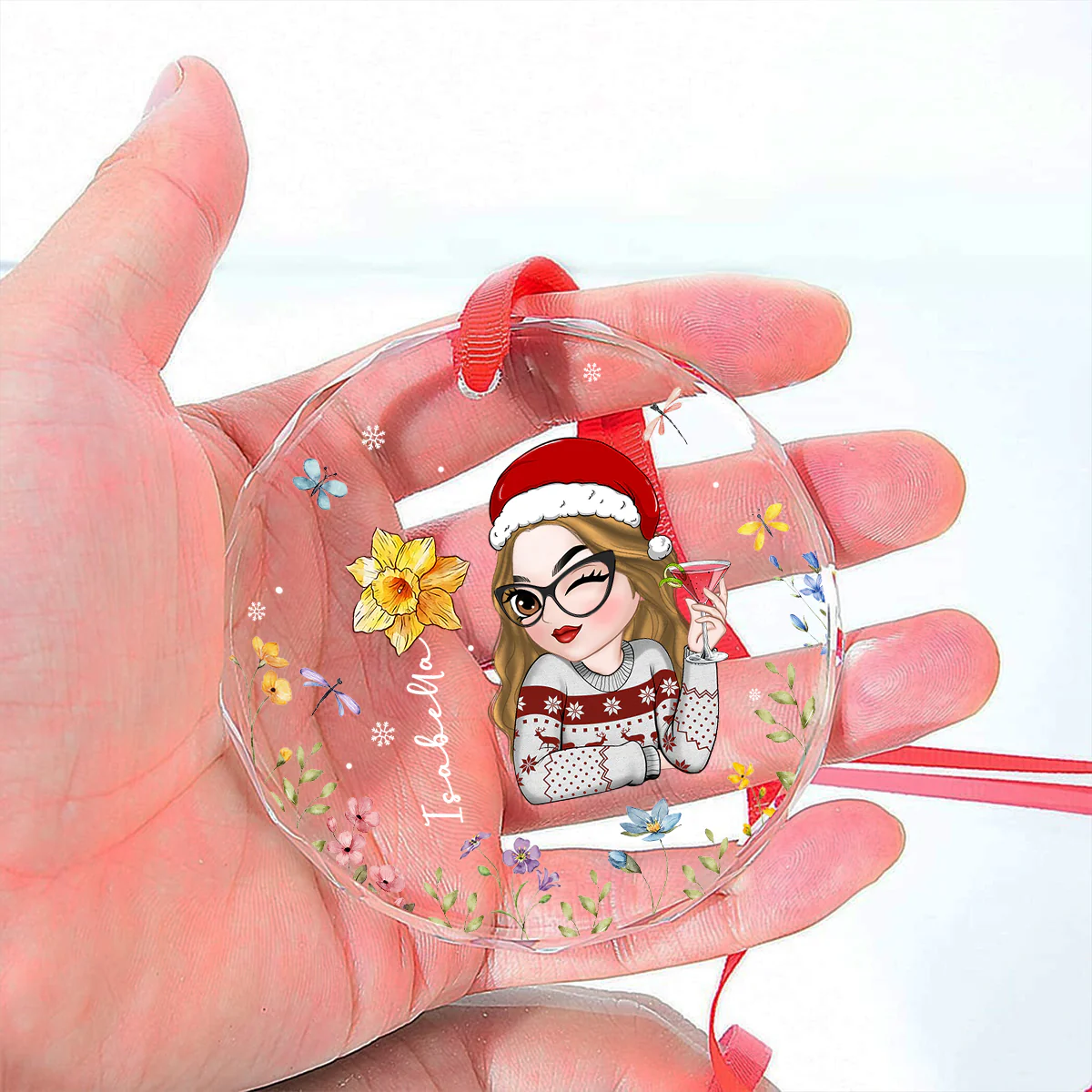 Flowers Are Loves Truest Language - Personalized Custom Glass Ornament - Image 4