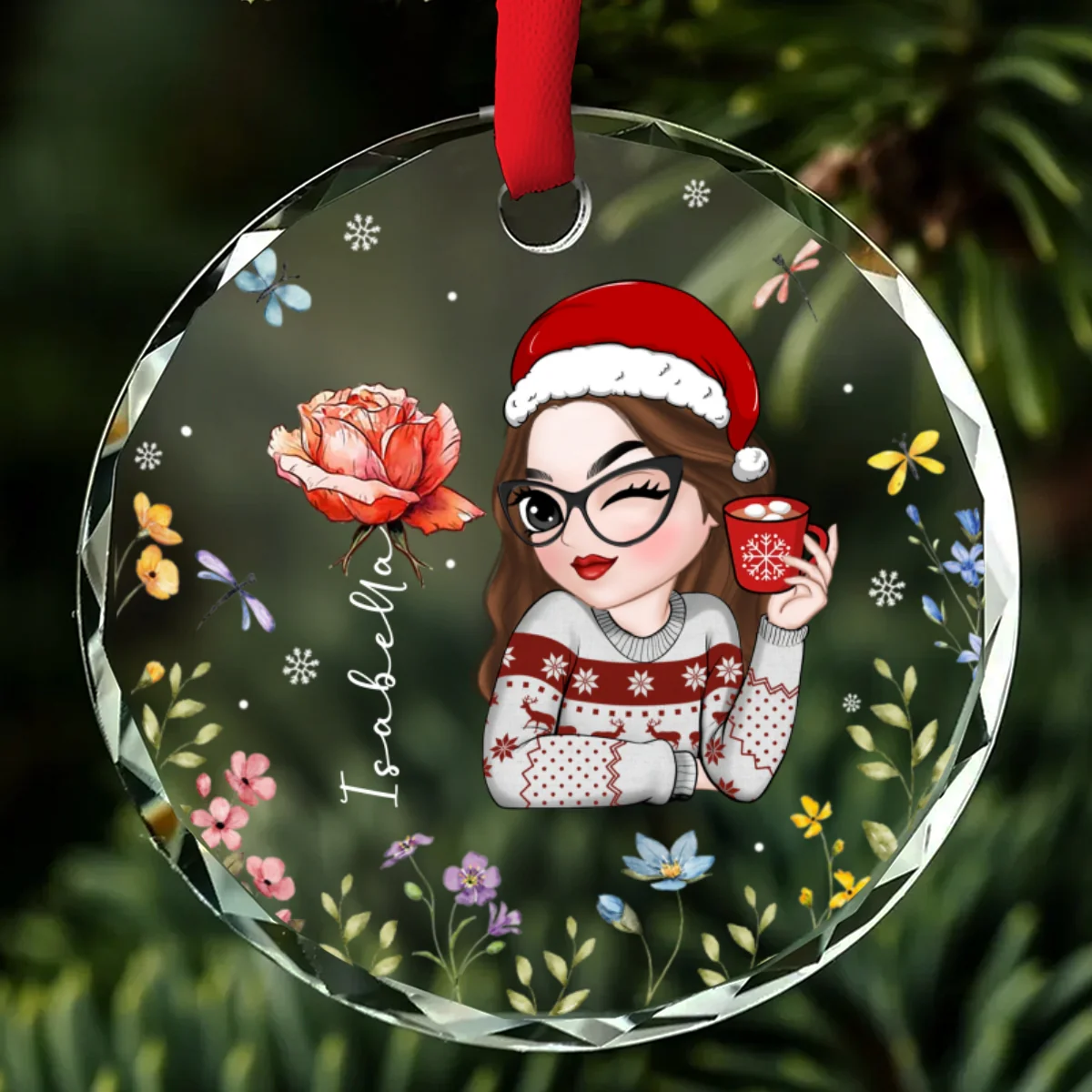 Flowers Are Loves Truest Language - Personalized Custom Glass Ornament - Image 6