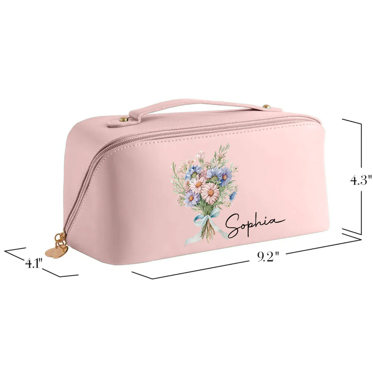 Flowers Do Not Tell They Show - Personalized Custom Leather Makeup Bag - Image 4