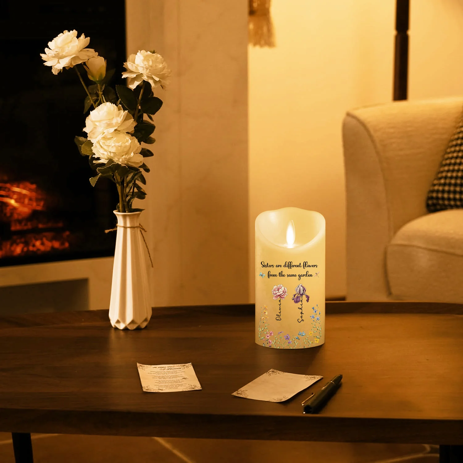 Flowers Friends - Personalized Custom LED Candle - Image 3