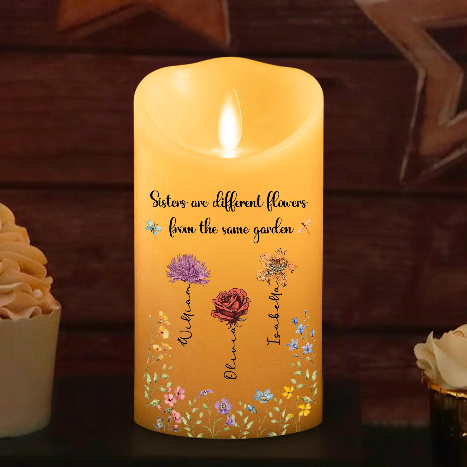 Flowers Friends - Personalized Custom LED Candle - Image 7