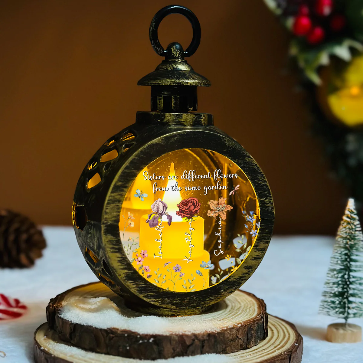 Flowers From Same Garden - Personalized Custom Christmas Lantern - Image 4