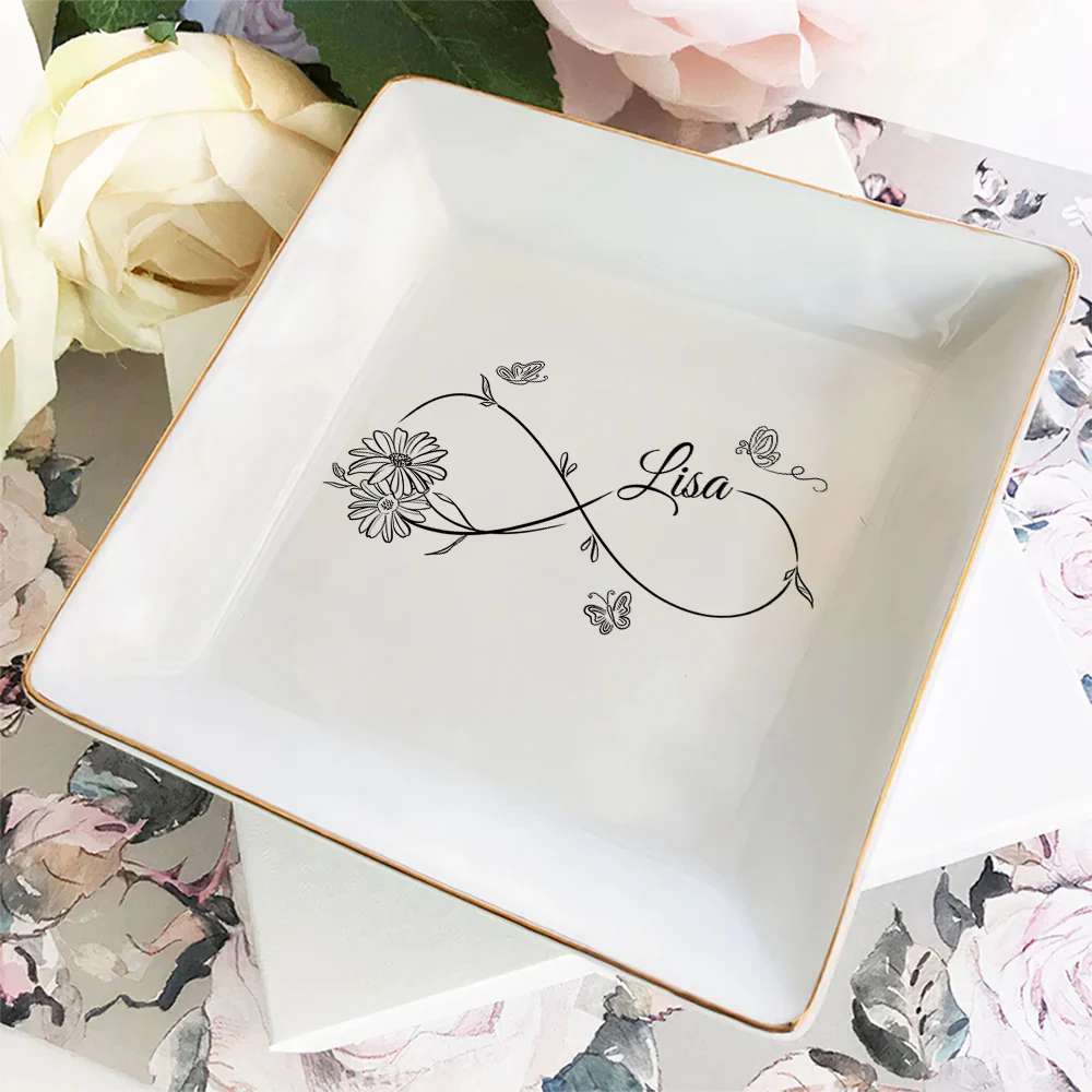 Flowers Need Time To Bloom - Personalized Custom Jewelry Dish - Image 4