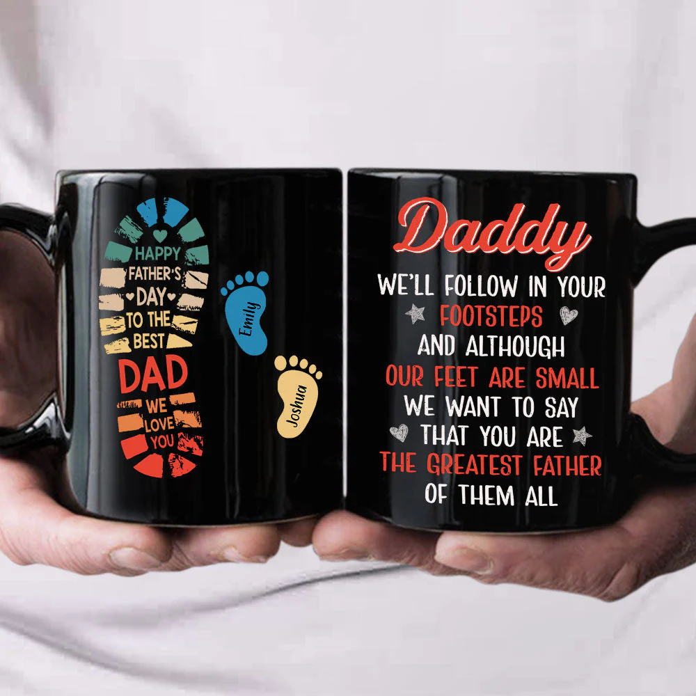 Follow Daddy Footsteps - Personalized Custom Coffee Mug - Image 2