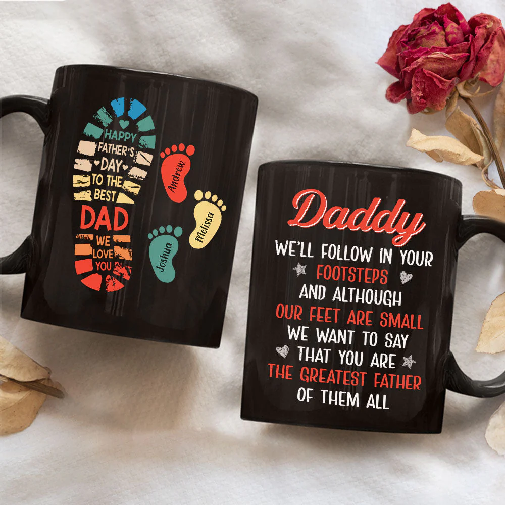 Follow Daddy Footsteps - Personalized Custom Coffee Mug - Image 3