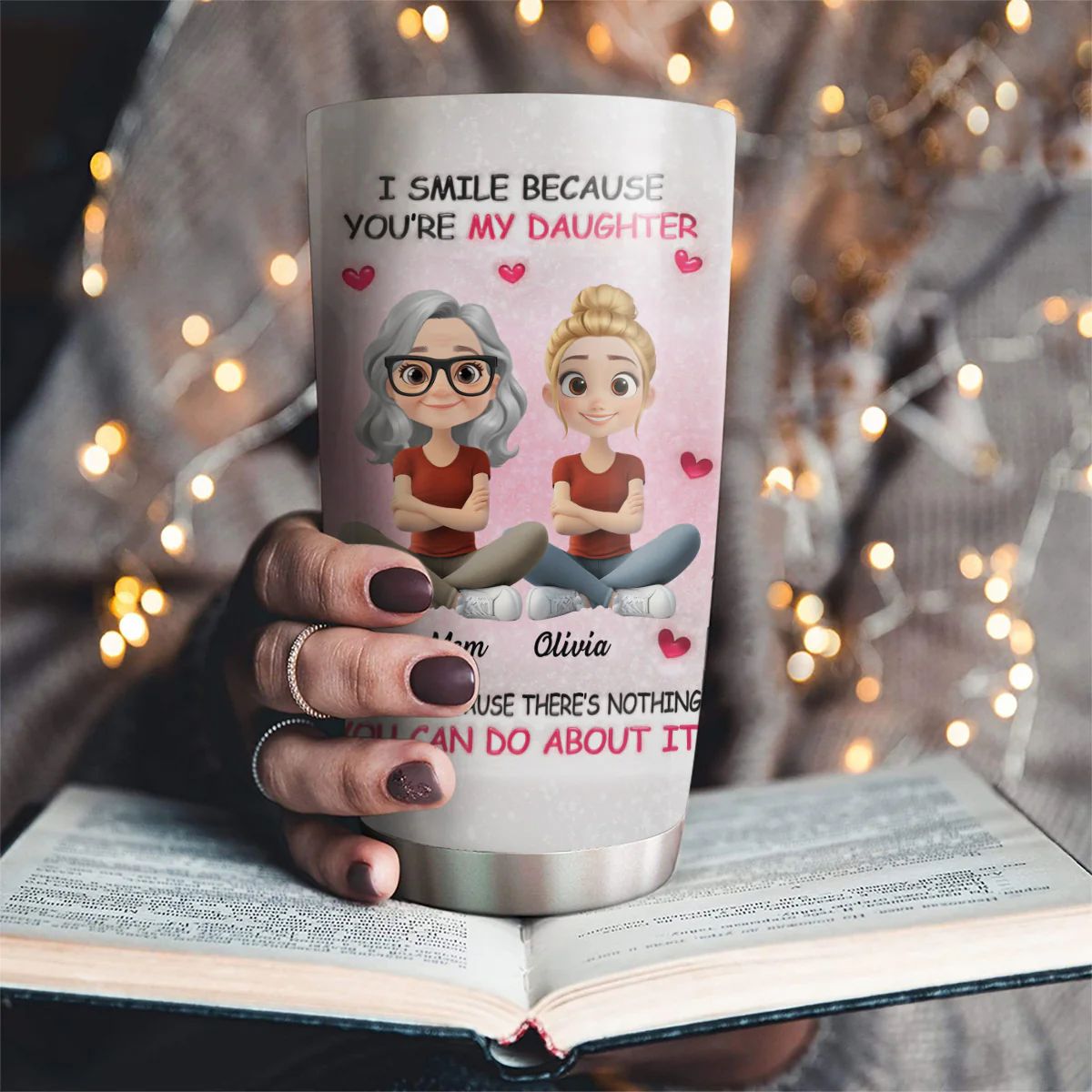 For Daughter - Personalized Custom 3D Inflated Effect Tumbler - Image 2