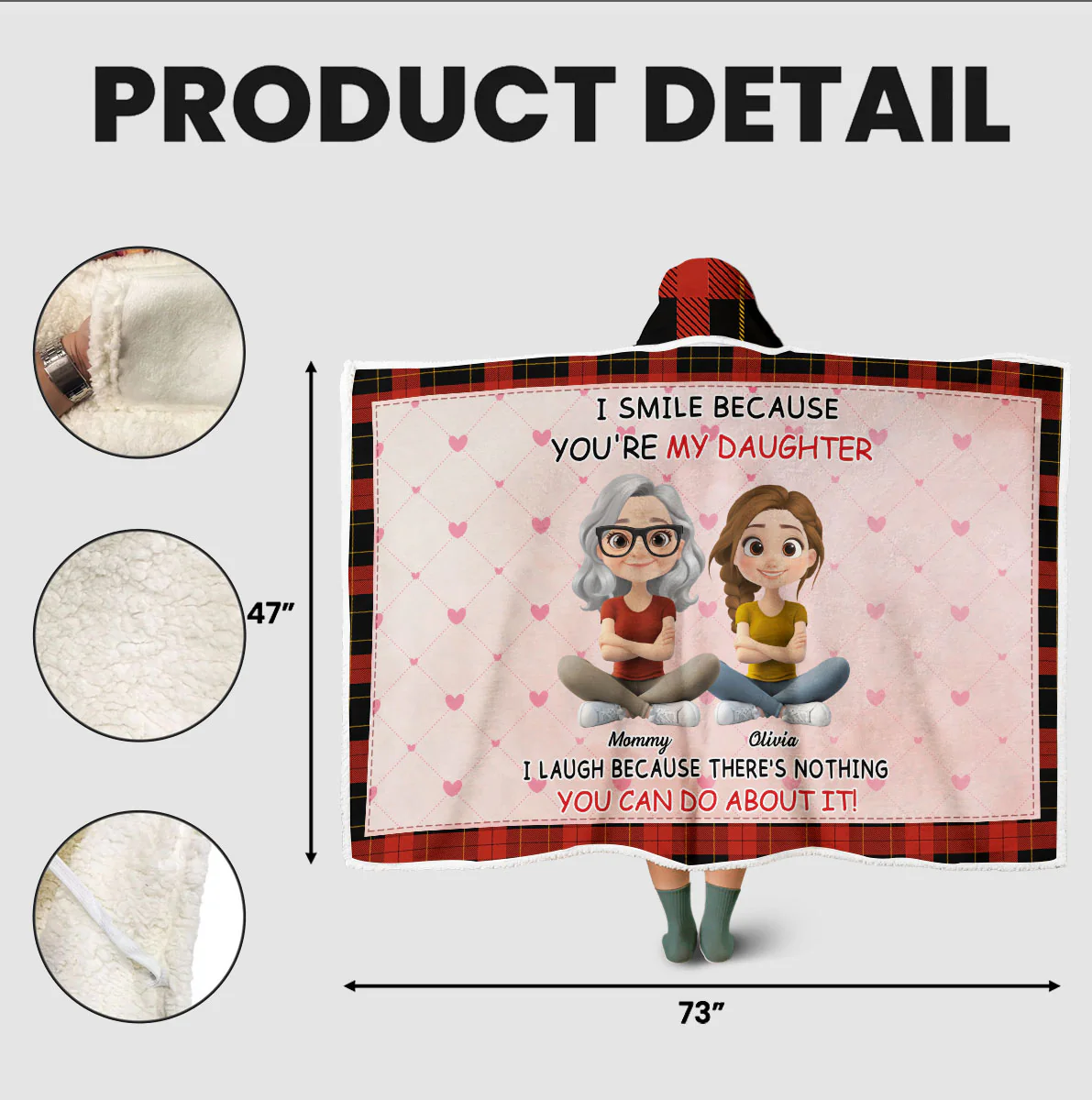 For Daughter - Personalized Custom Hooded Blanket - Image 5