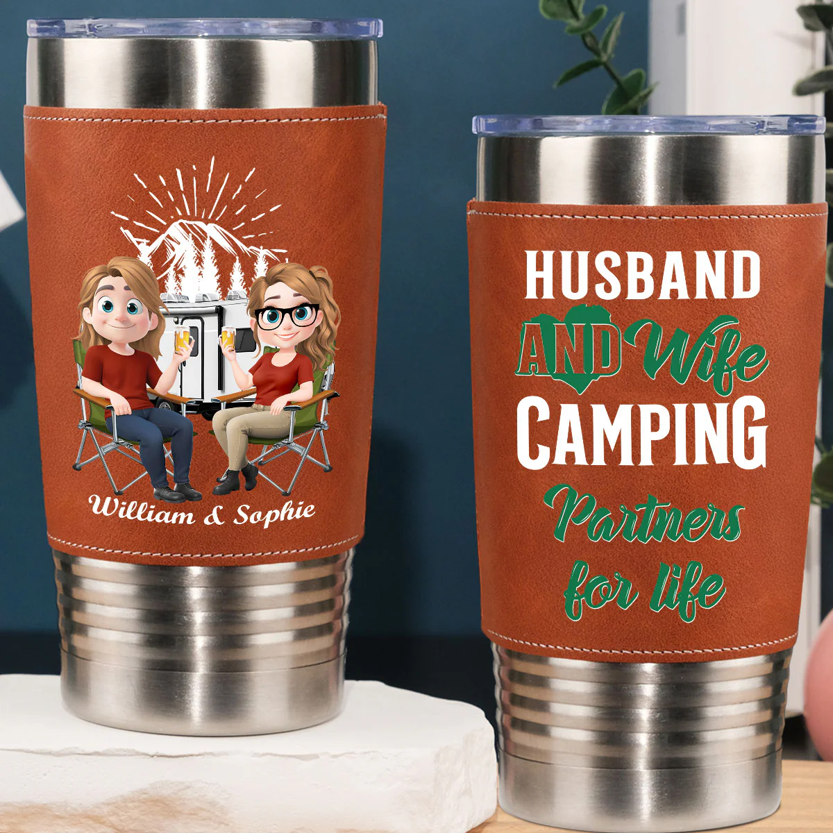 For Life - Personalized Custom Leather Tumbler