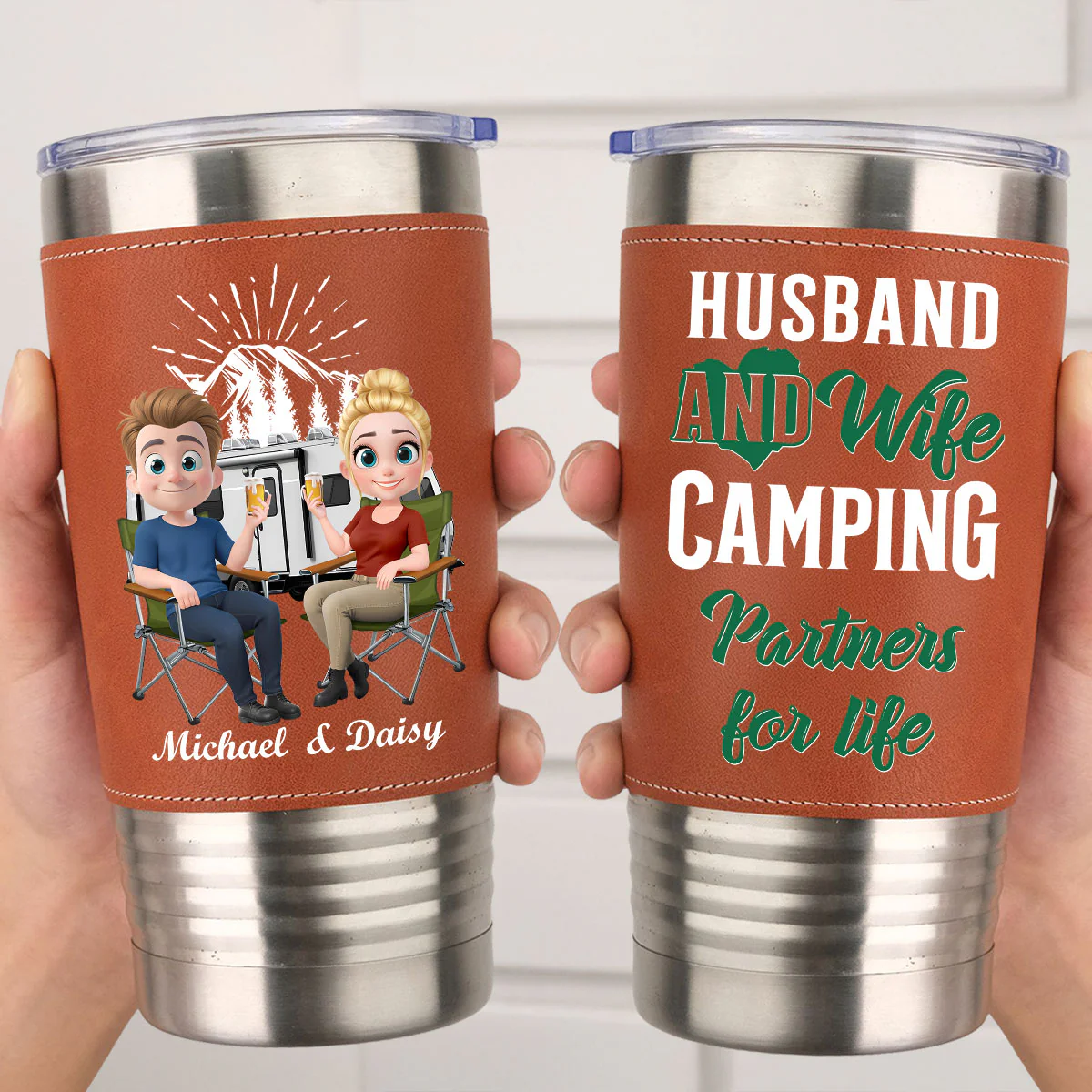 For Life - Personalized Custom Leather Tumbler - Image 4