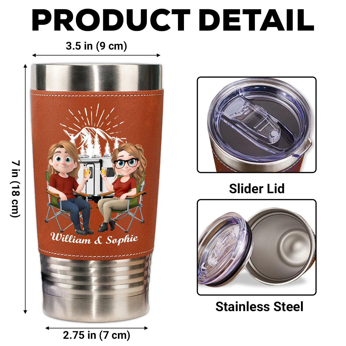 For Life - Personalized Custom Leather Tumbler - Image 5