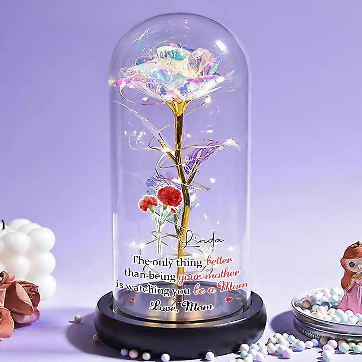 For My Daughter - Personalized Custom Sparkly Rose - Image 2