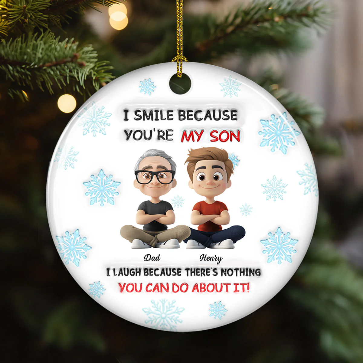 For Son - Personalized Custom 3D Inflated Effect Ceramic Ornament - Image 2