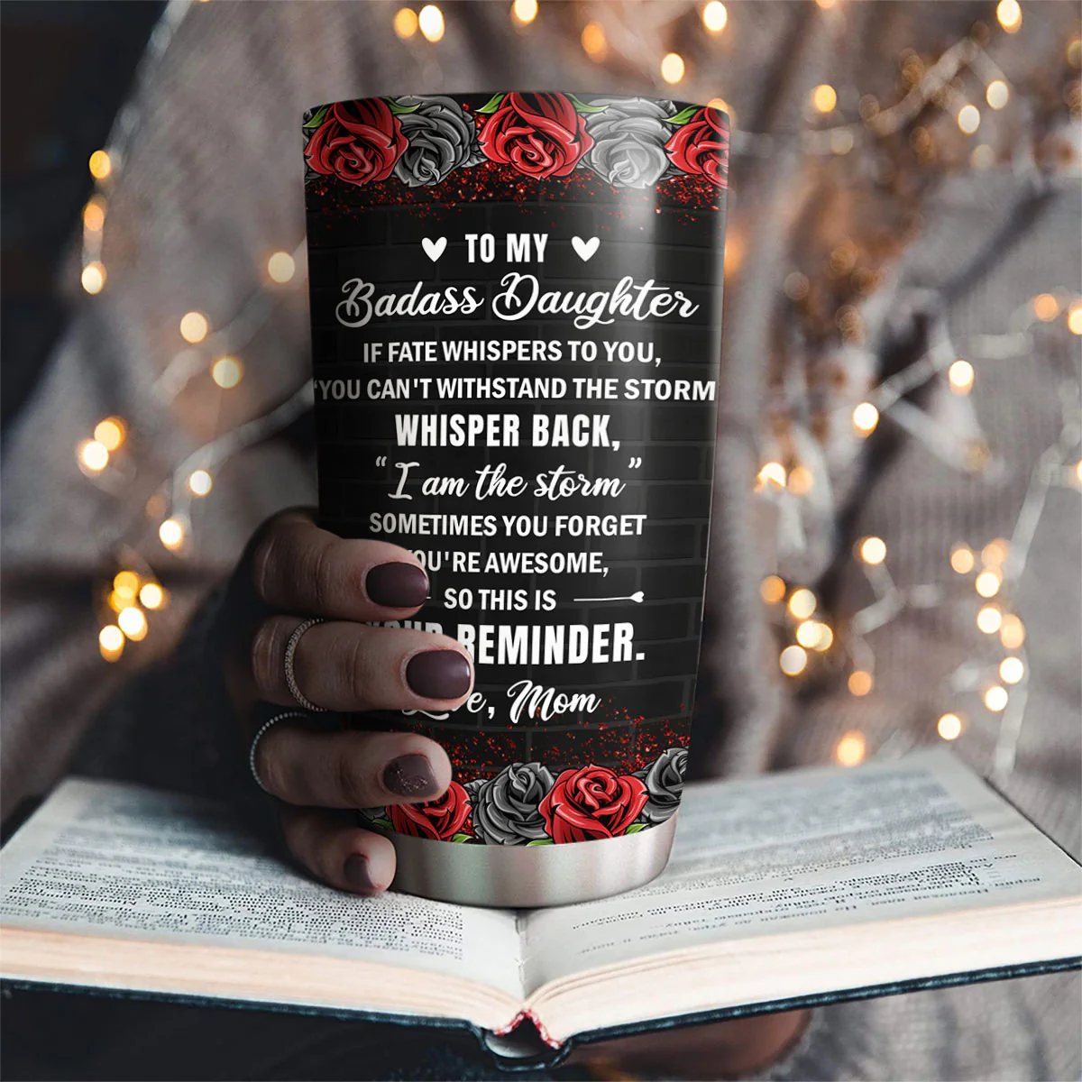 For The Strongest Daughter - Personalized Custom Tumbler - Image 4