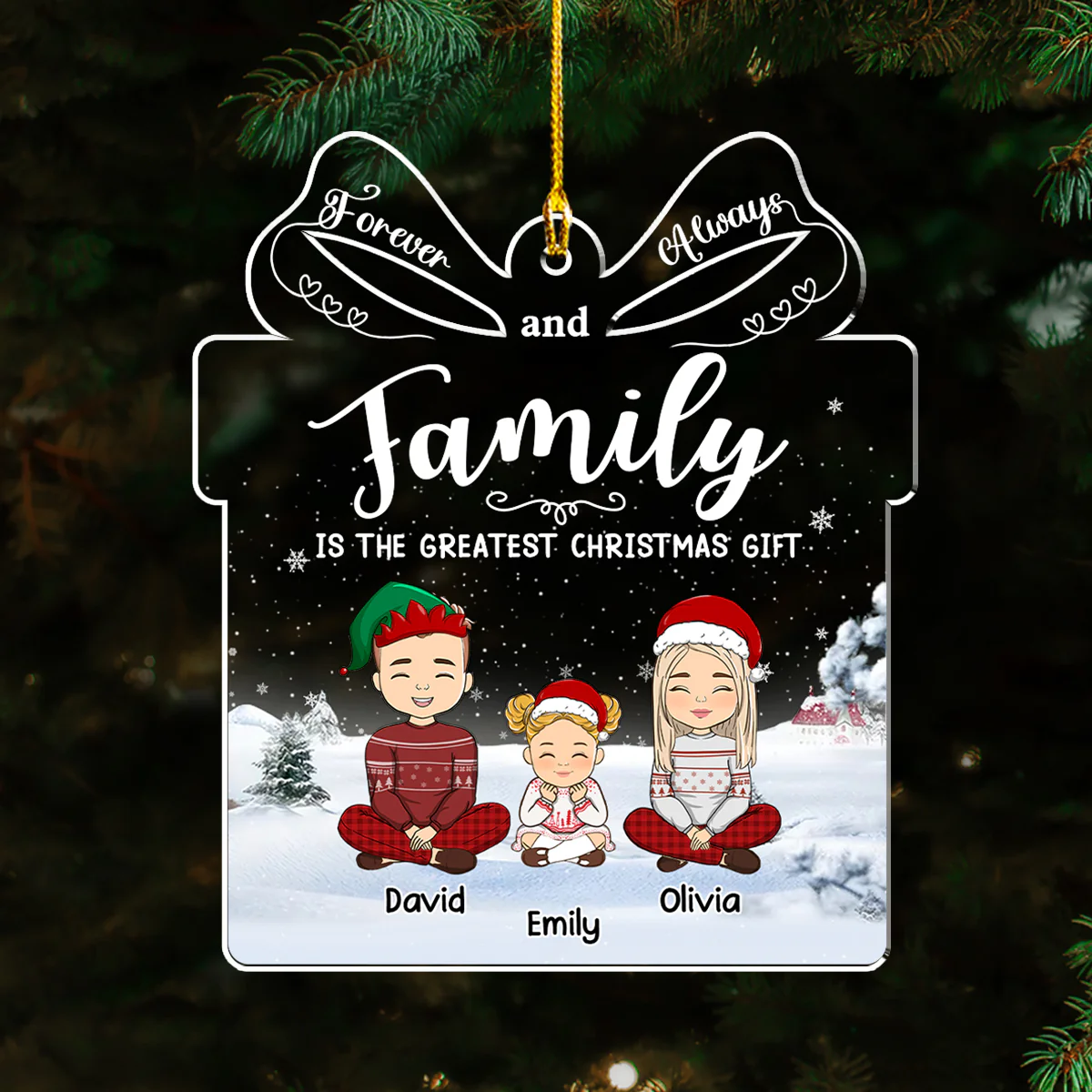 Forever And Always Family - Personalized Custom Acrylic Ornament - Image 2