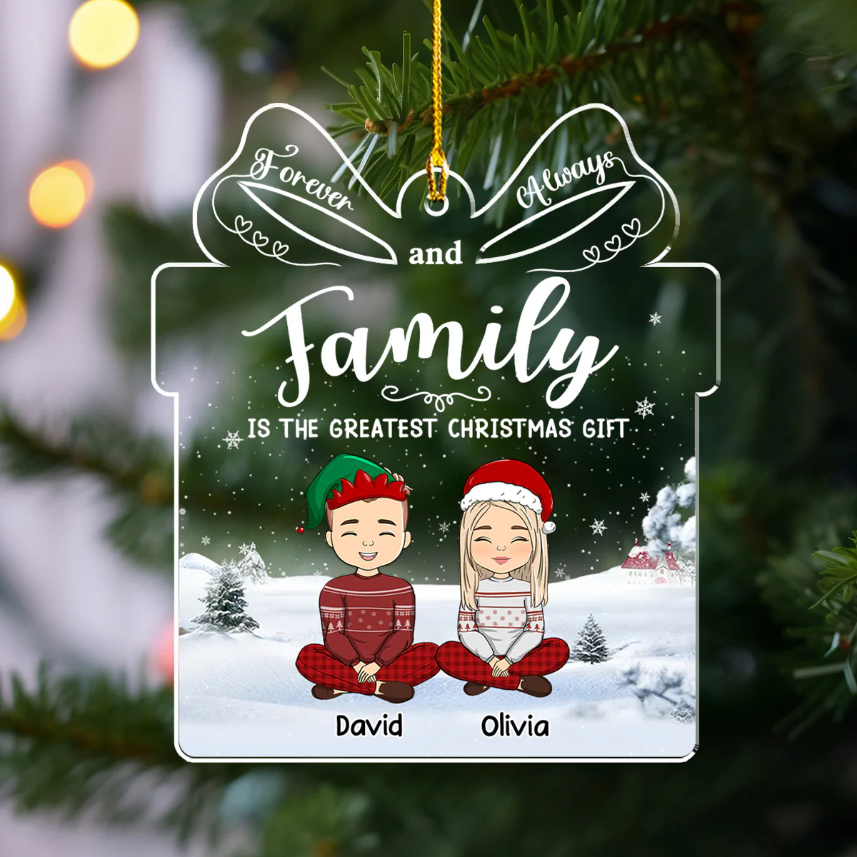 Forever And Always Family - Personalized Custom Acrylic Ornament - Image 4
