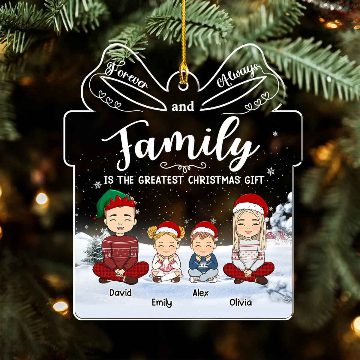 Forever And Always Family - Personalized Custom Acrylic Ornament - Image 5