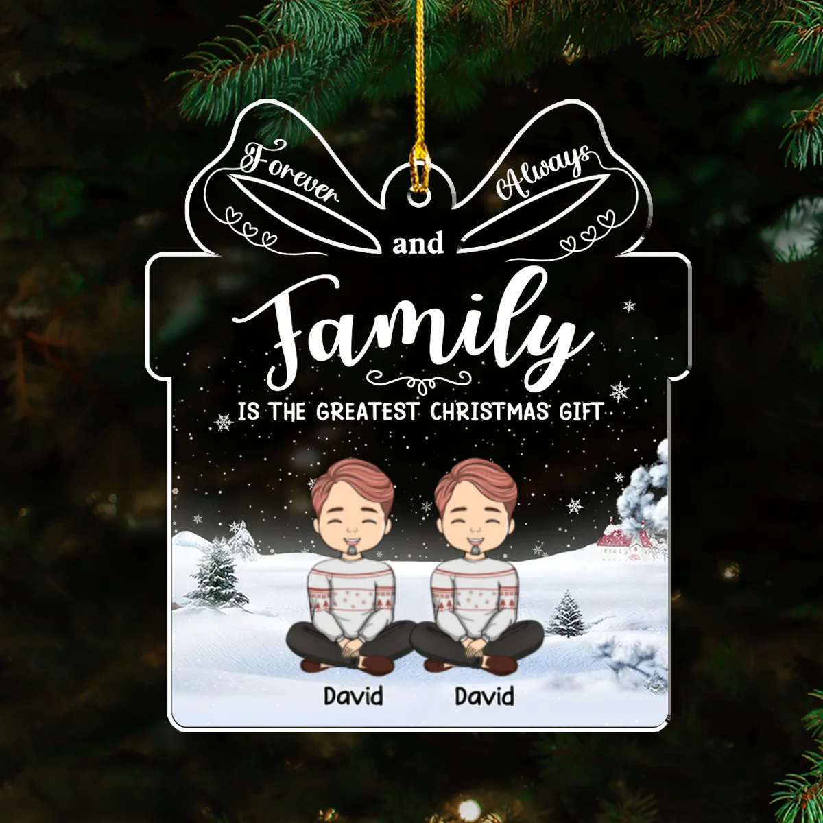 Forever And Always Family - Personalized Custom Acrylic Ornament - Image 6