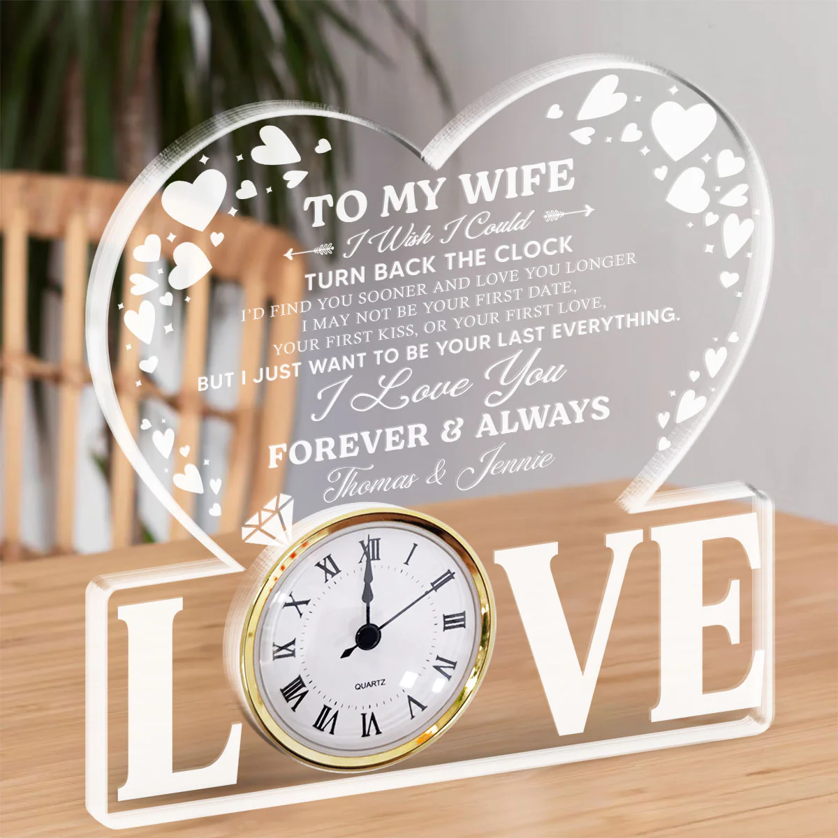 Forever And Always - Personalized Custom Acrylic Desk Clock Plaque - Image 4