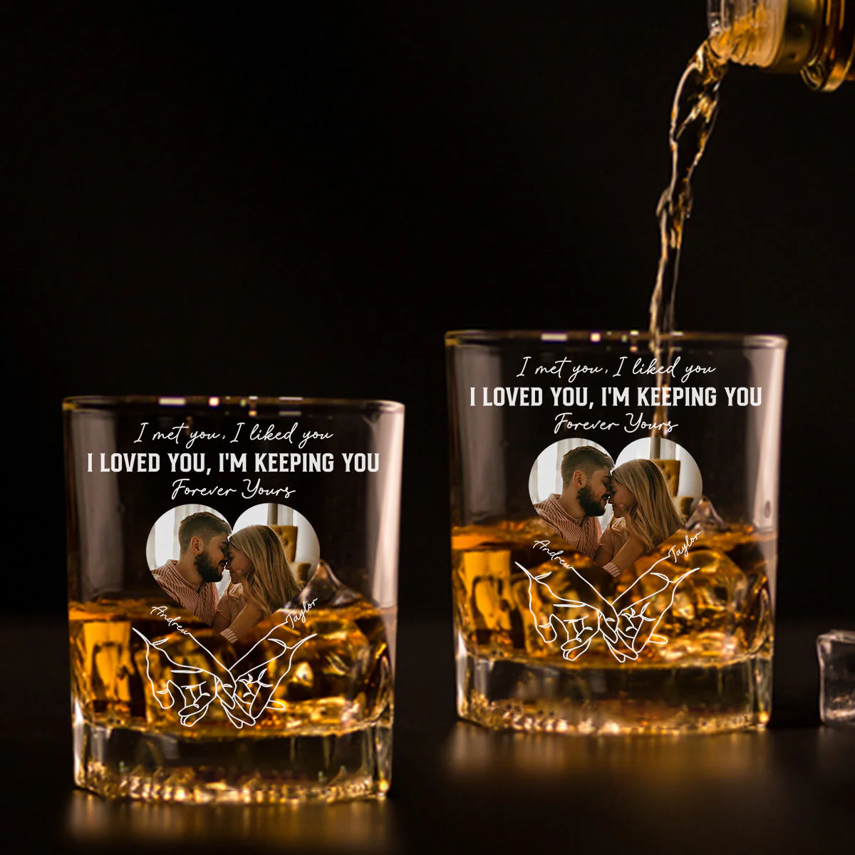 Forever And Always - Personalized Custom Whiskey Glass - Image 3