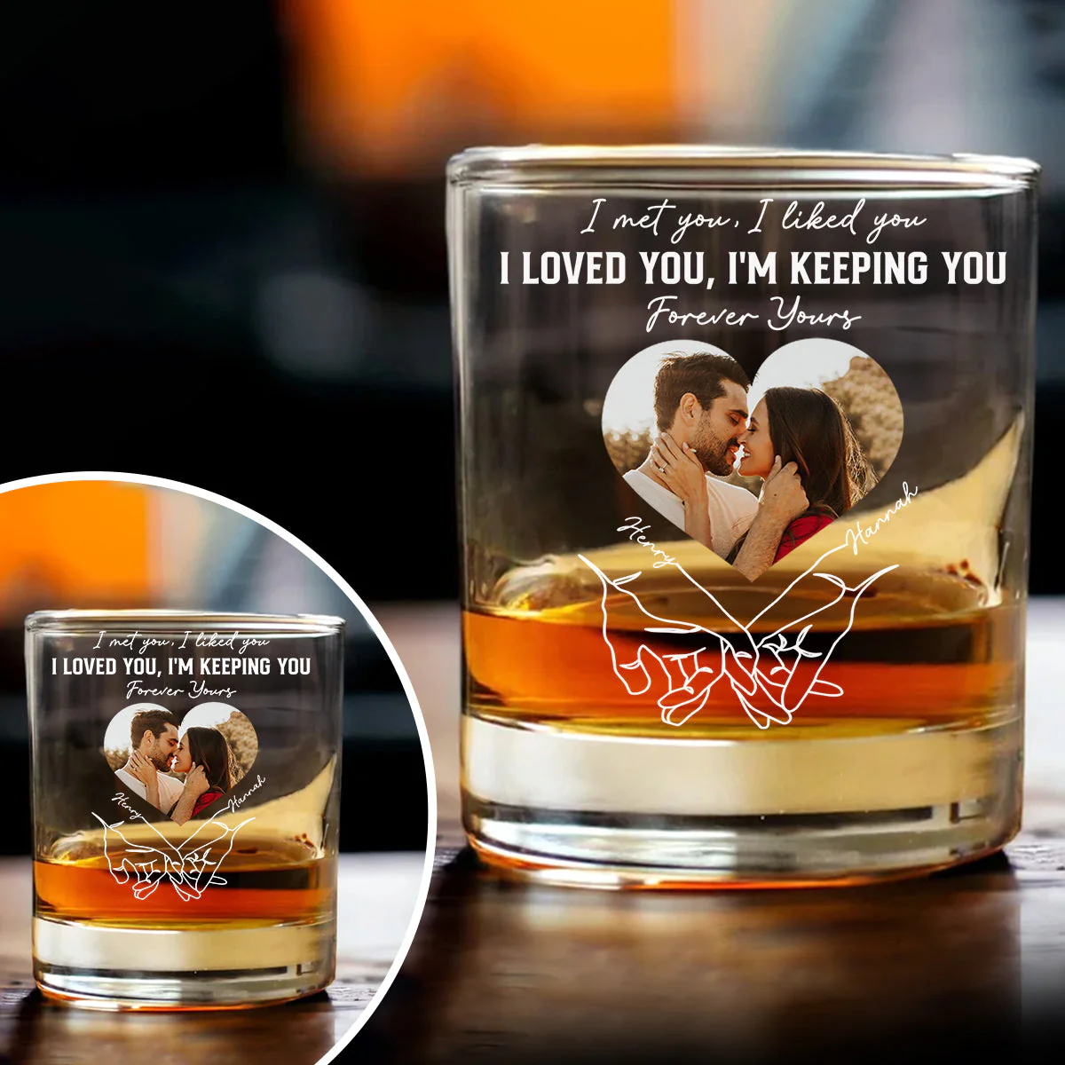 Forever And Always - Personalized Custom Whiskey Glass - Image 5