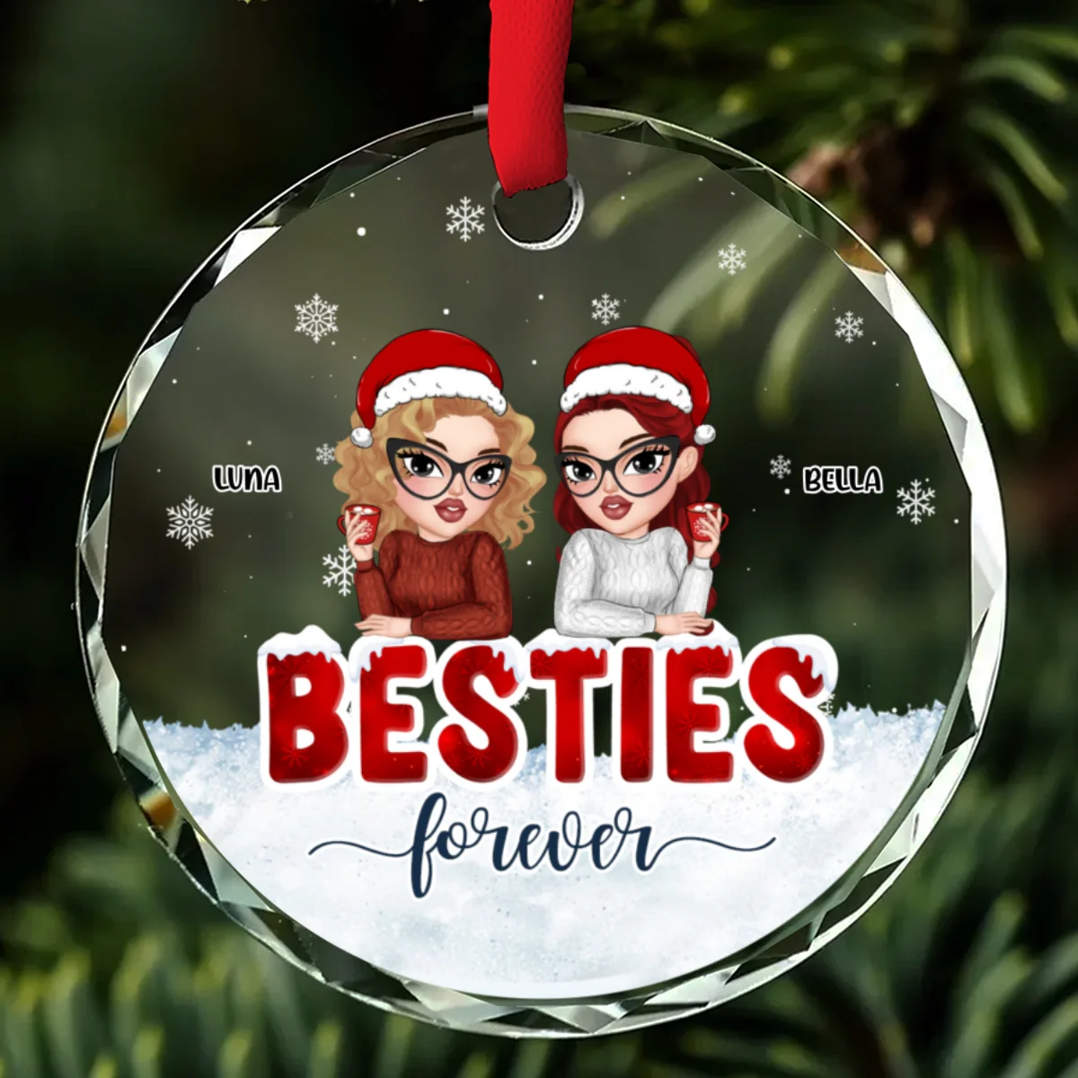 Forever Be My Bestie - Personalized Custom Glass Ornament - Image 6