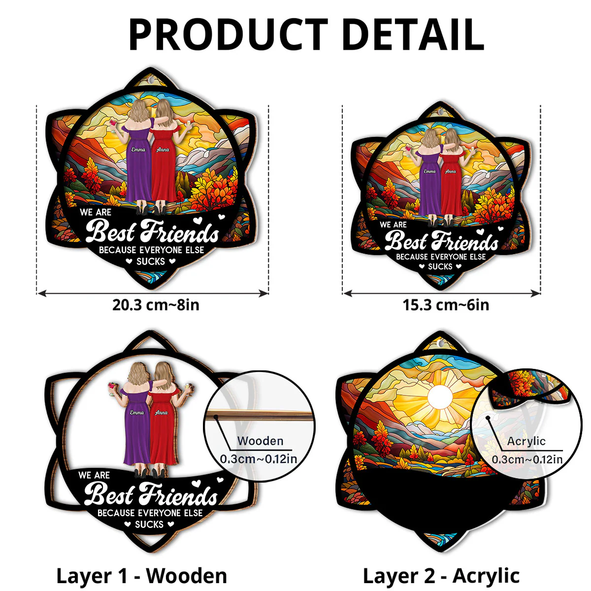 Forever Best Besties - Personalized Custom Suncatcher - Image 5