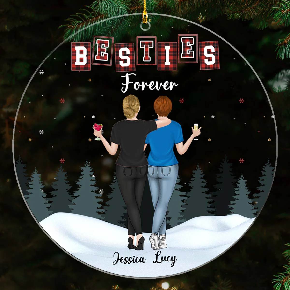 Forever Besties - Personalized Custom Acrylic Ornament - Image 6