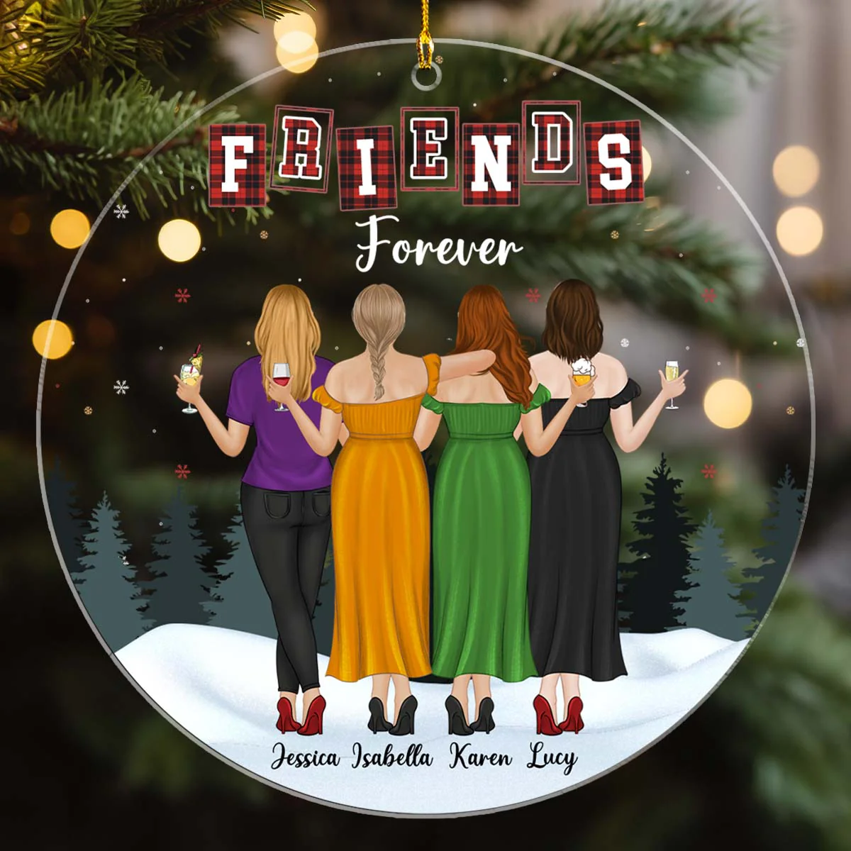 Forever Besties - Personalized Custom Acrylic Ornament - Image 8