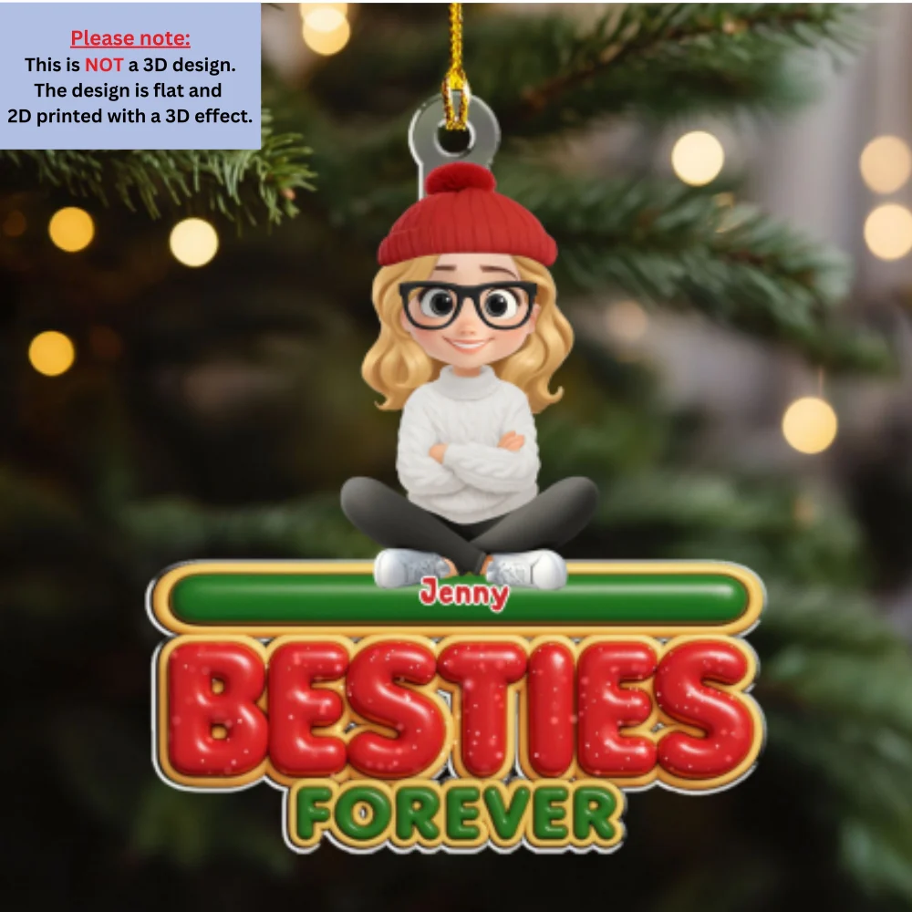 Forever Besties Sisters - Personalized Custom Acrylic Ornament - Image 8