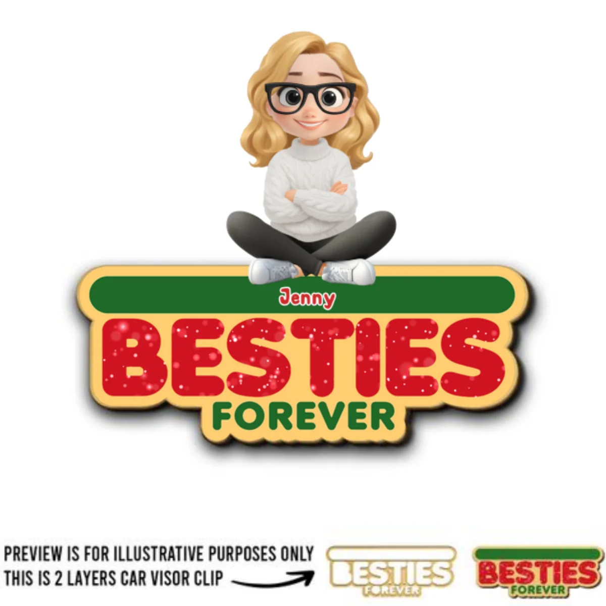 Forever Besties Sisters - Personalized Custom Car Visor Clip - Image 5