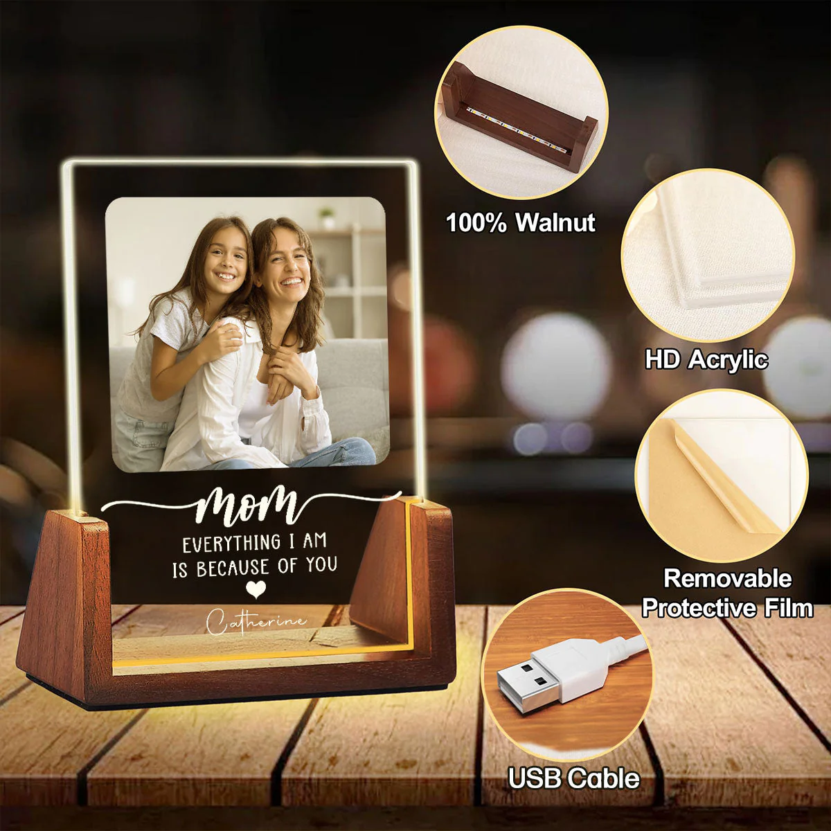 Forever Blessed To Have You - Personalized Custom Plaque With Walnut Base - Image 2