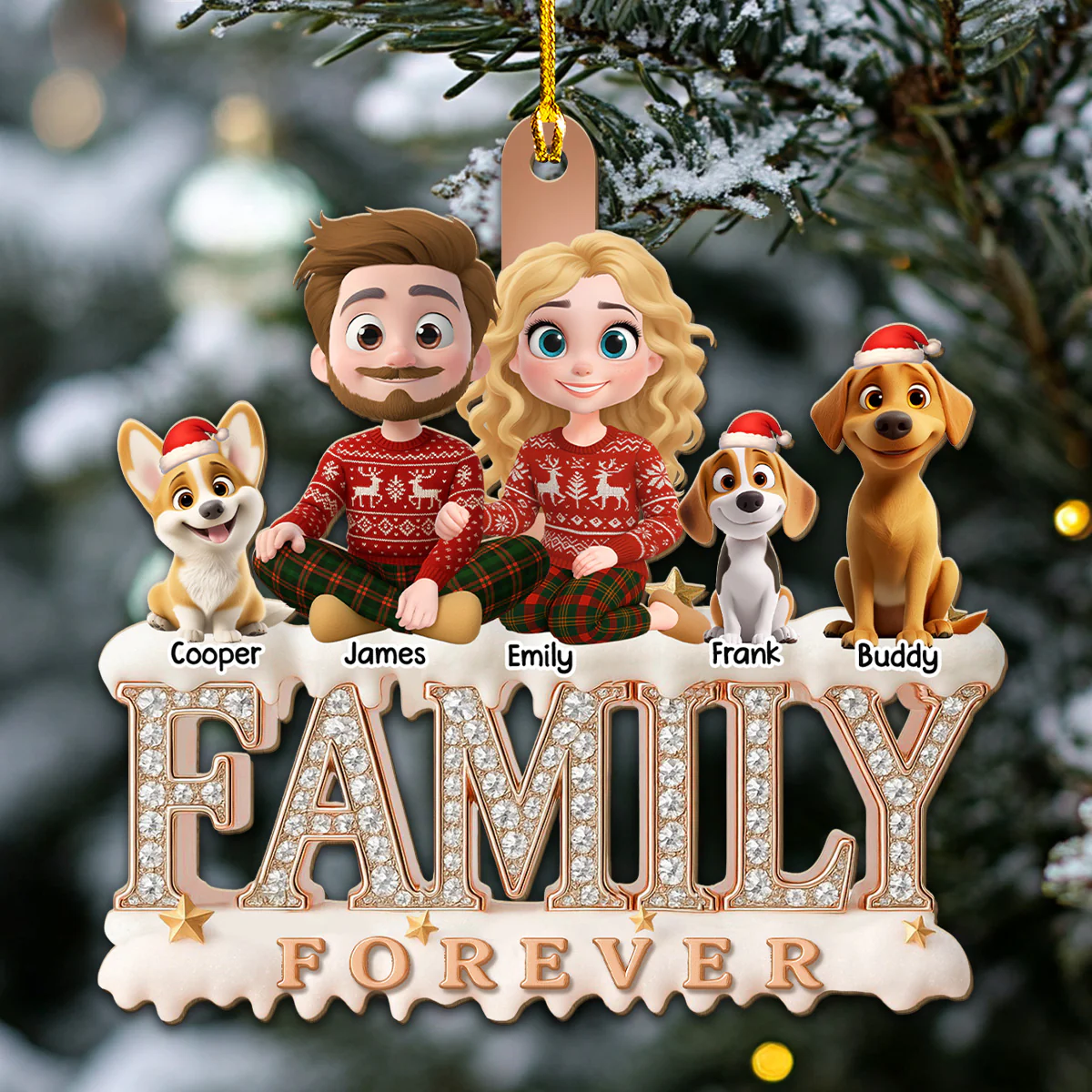 Forever Blessed With This Family - Personalized Custom 3D Effect Wood Ornament - Image 4