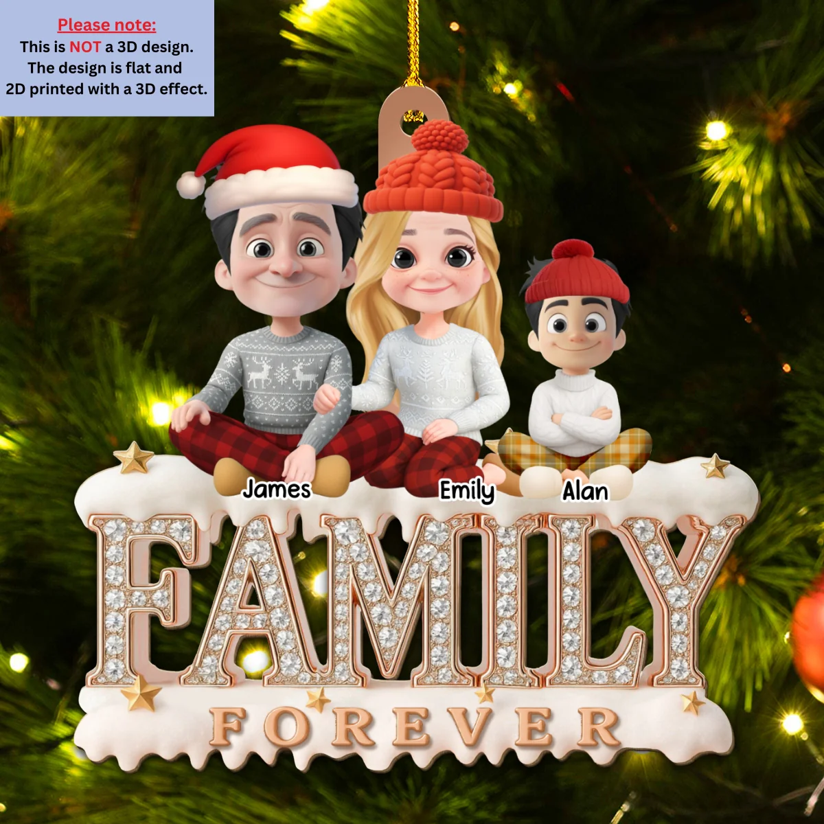 Forever Blessed With This Family - Personalized Custom 3D Effect Wood Ornament - Image 5