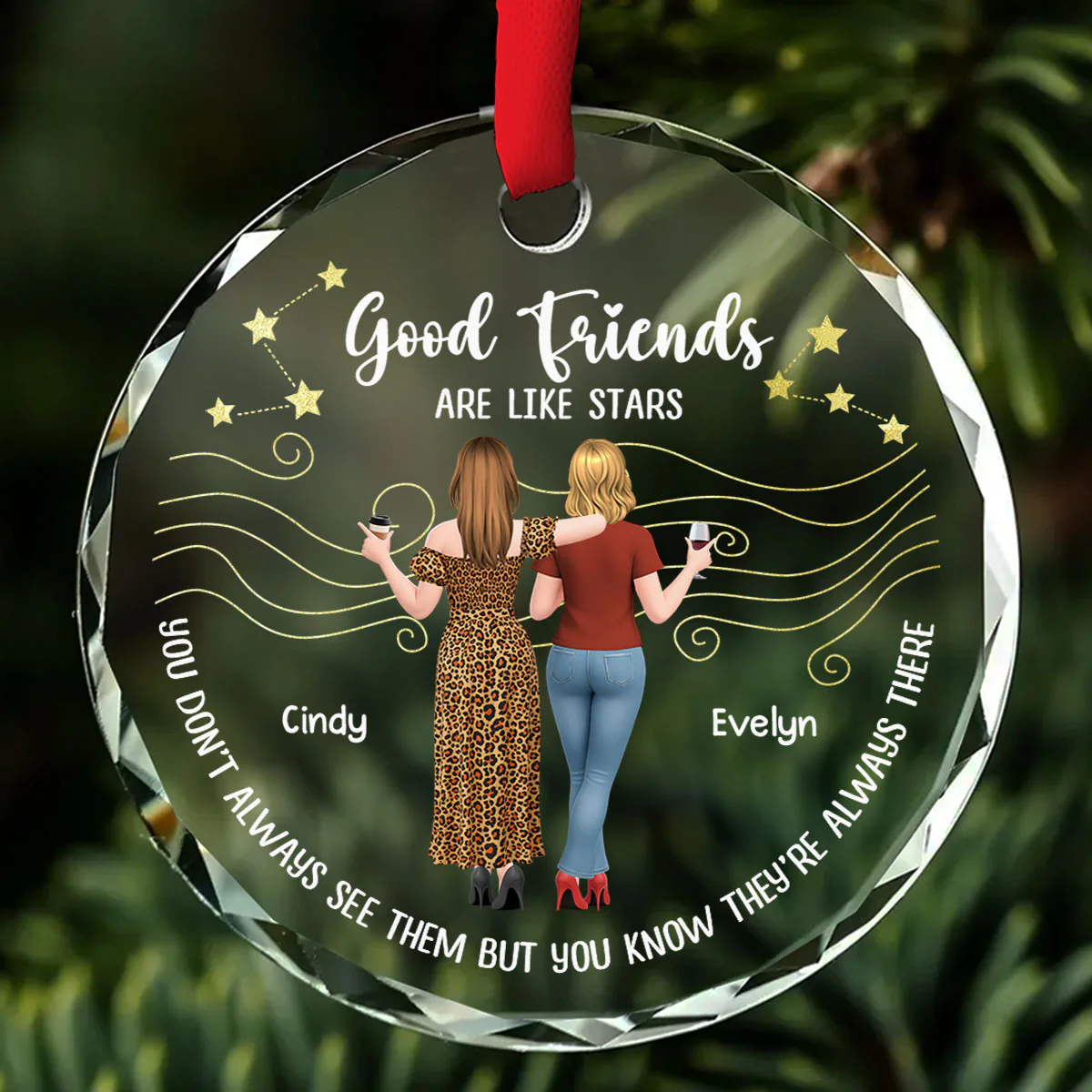 Forever Friends Star - Personalized Custom Glass Ornament