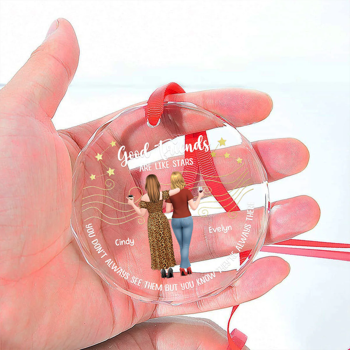 Forever Friends Star - Personalized Custom Glass Ornament - Image 5
