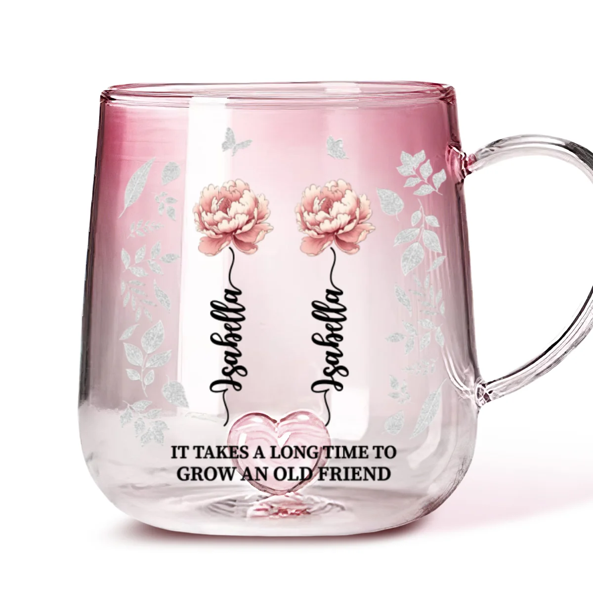 Forever Friendship - Personalized Custom Pink Gradient Glass Mug - Image 6