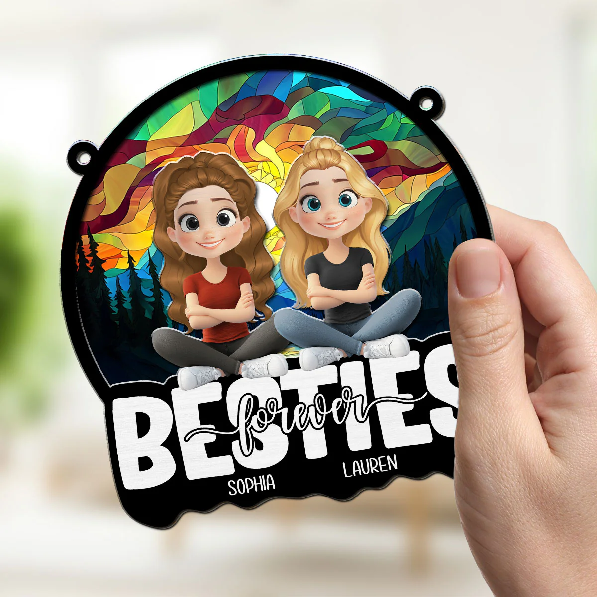Forever Grateful For My Sister - Personalized Custom Suncatcher - Image 2