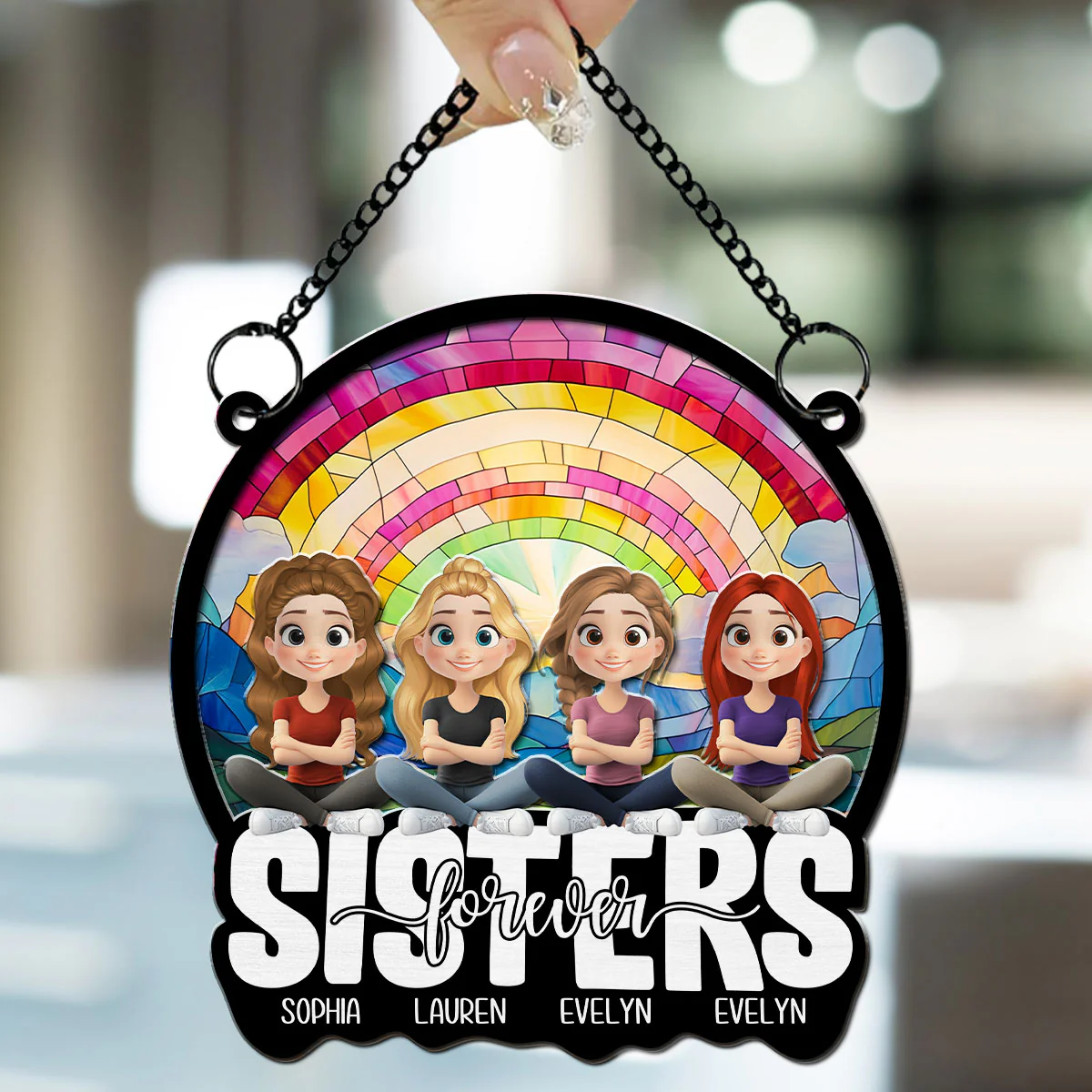 Forever Grateful For My Sister - Personalized Custom Suncatcher - Image 3