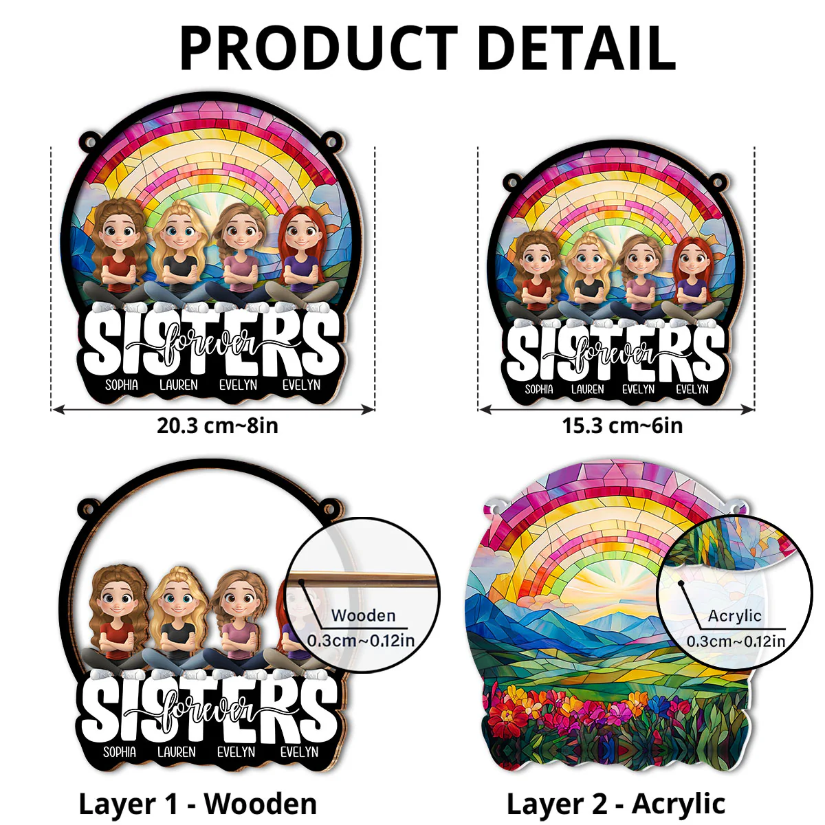 Forever Grateful For My Sister - Personalized Custom Suncatcher - Image 4